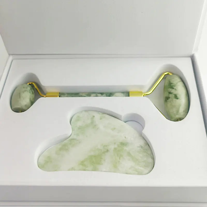 110g White Jade Facial Roller Gua Sha Set