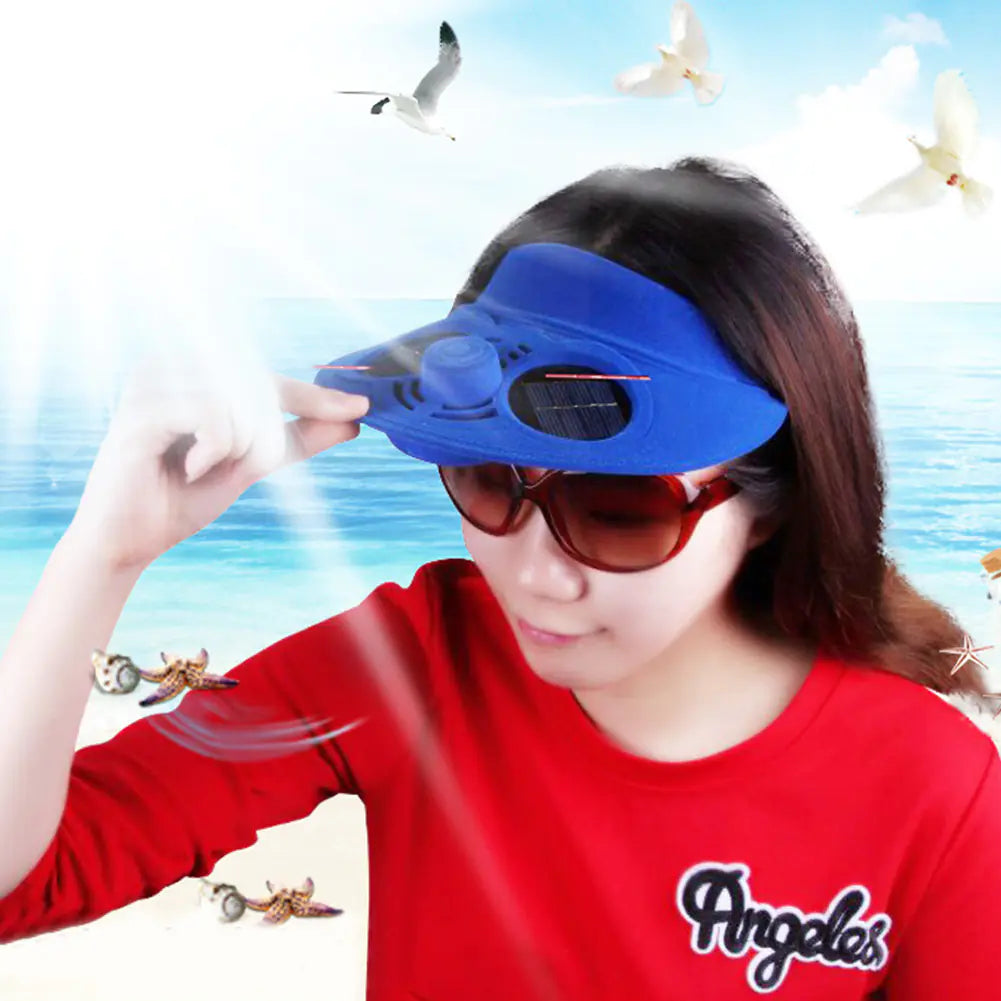 Solar Fan Hat with Cooling Feature for Outdoor Use