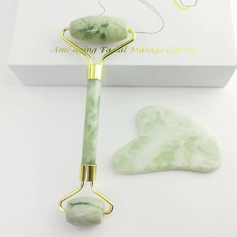 110g White Jade Facial Roller Gua Sha Set