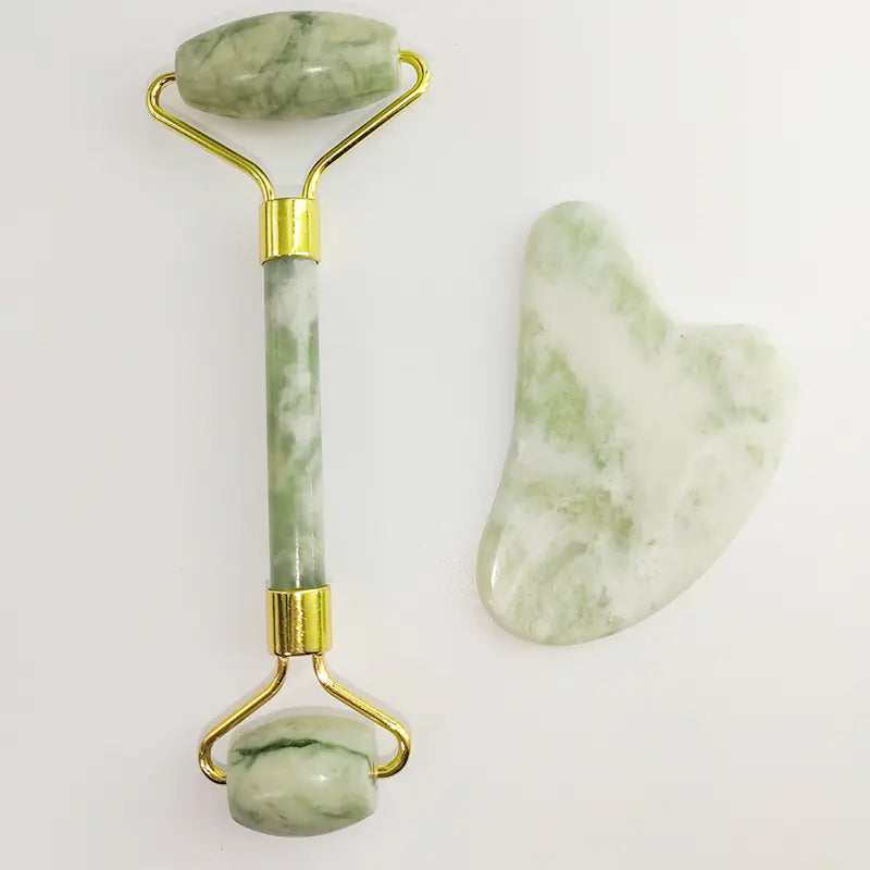 110g White Jade Facial Roller Gua Sha Set