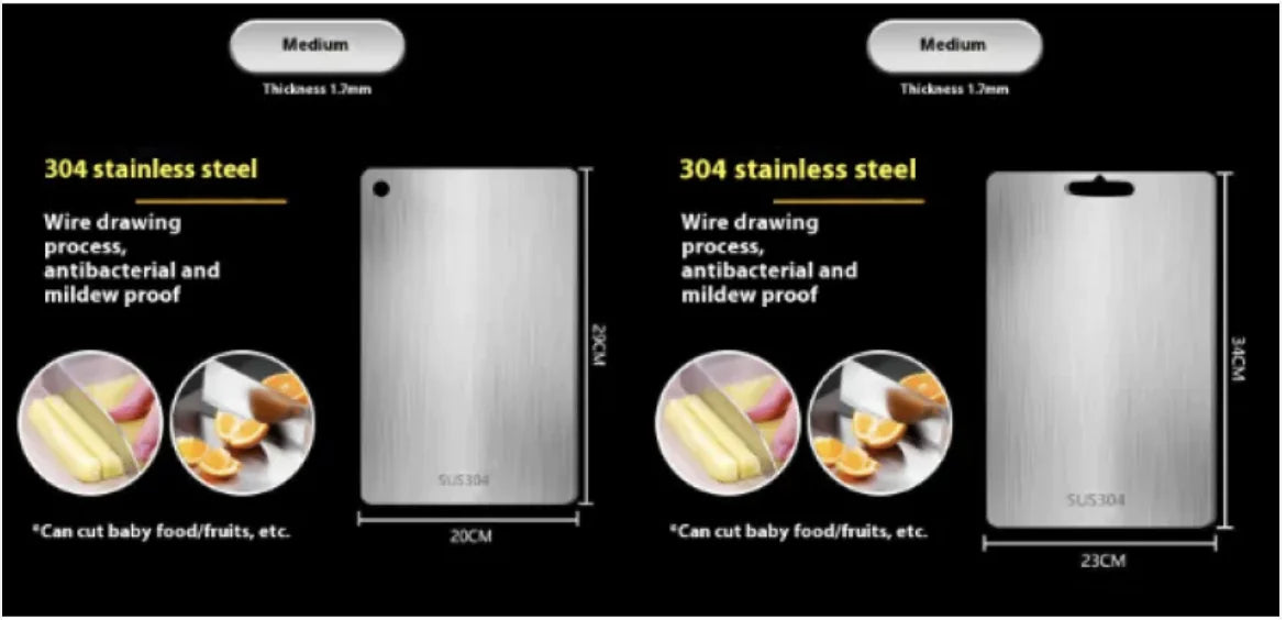 304 Stainless Steel Cutting Board - Double Sided