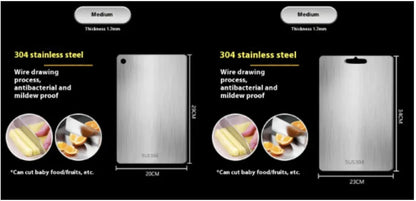 304 Stainless Steel Cutting Board - Double Sided