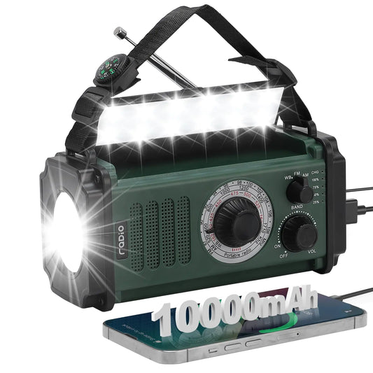 ALIESTFDNO 10000mAh/37000mWh Emergency Survival Weather Radio with Flashlight Portable Hand Crank Emergency Radio Solar AM/FM NOAA Radio with Type-C Charging Powered Radio for Phone Charging