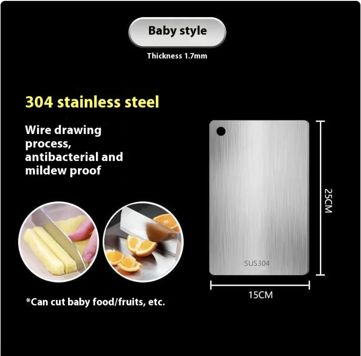 304 Stainless Steel Cutting Board - Double Sided
