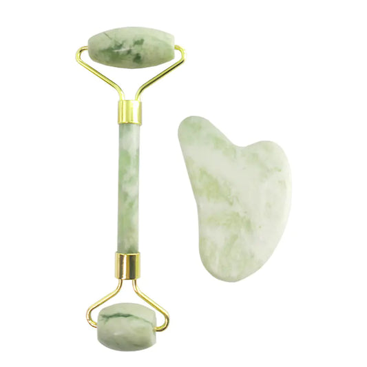 110g  White Jade Facial Roller Gua Sha Set